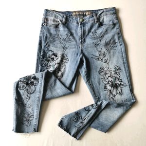 🎉3xHP🎉 Desigual Floral Jeans “Hibiscus” size 29